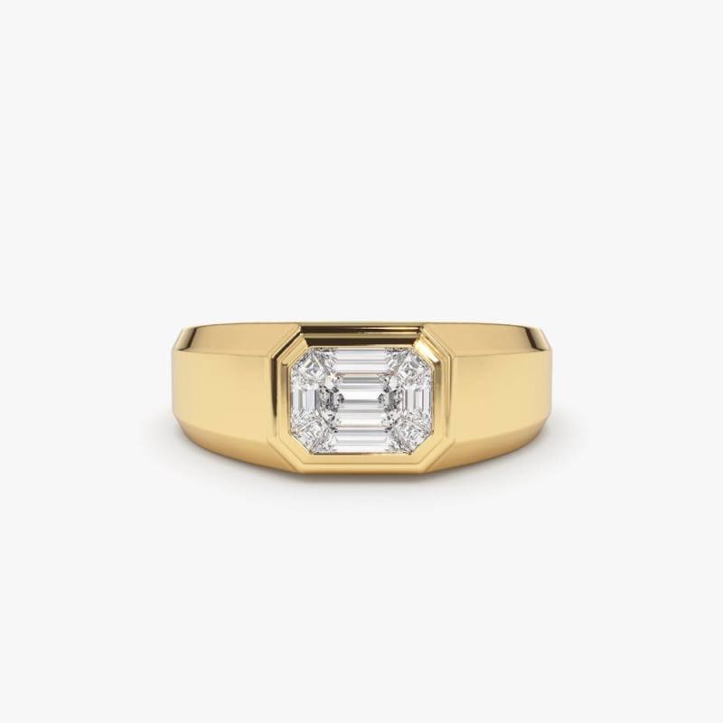 Diamant Ring/14K F Color Vvs Clarity 1.00 Ctw Face Up Look Smaragd Schnitt Illusion Setting Diamantring Step Cut Mosaik Pinky von FerkosFineJewelry