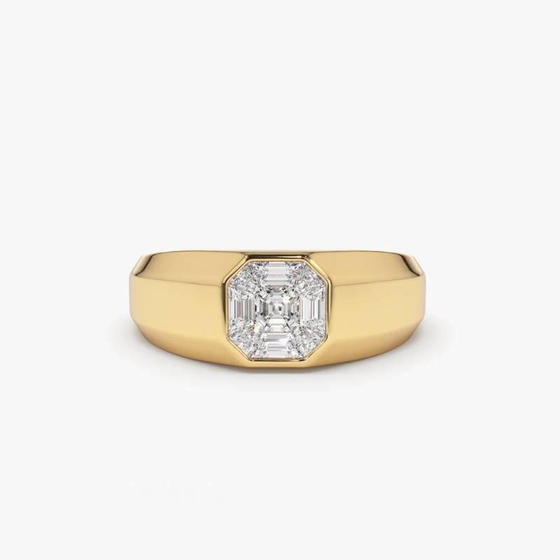 Diamant Ring/14K F Color Vvs Clarity 1.50 Ctw Look Asscher Cut Illusion Setting Diamantring Step Mosaik Pinky von FerkosFineJewelry