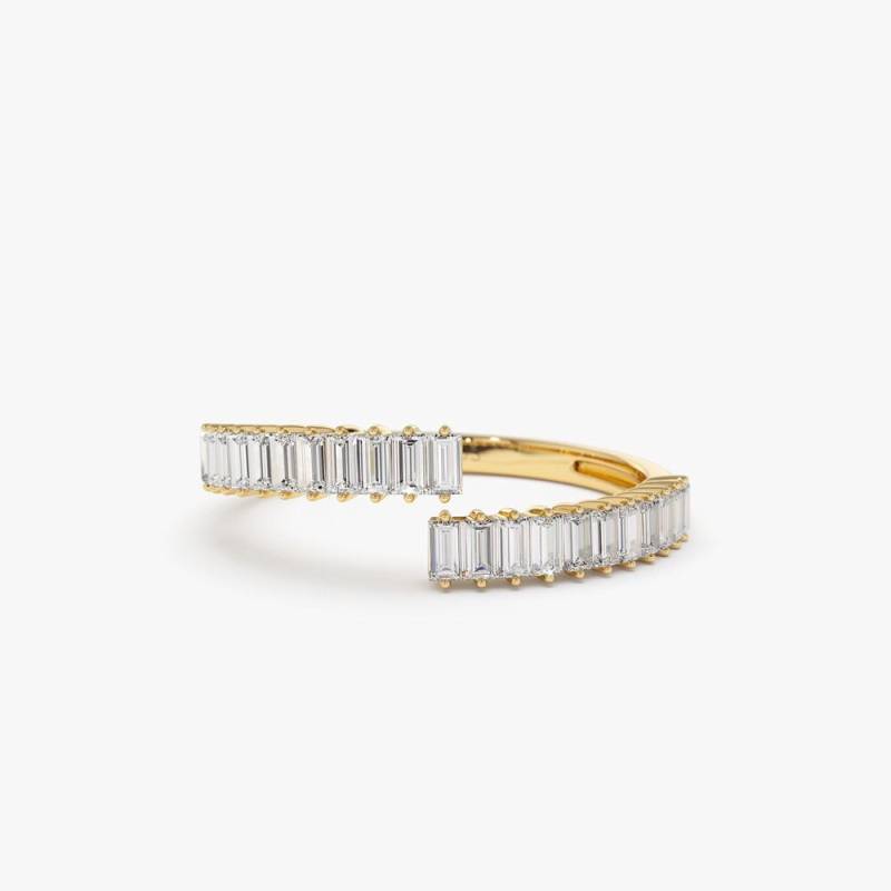 Diamant Ring/14K Gold Baguette Cross Over Von Ferkos Fine Jewelry von FerkosFineJewelry
