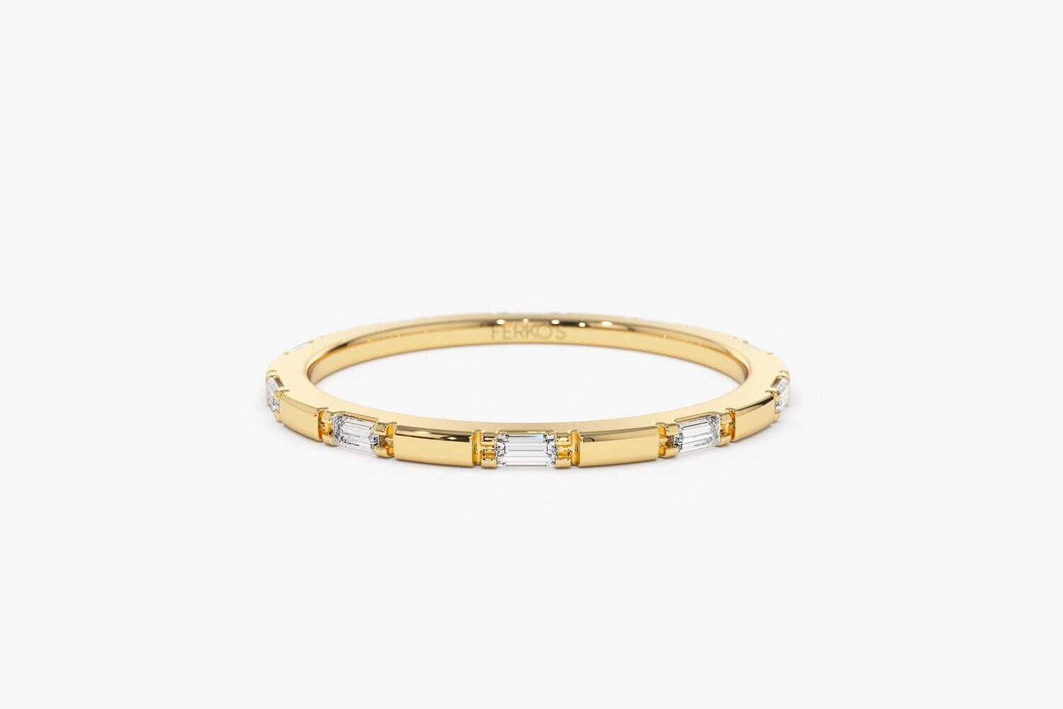 Diamant Ring/14K Gold Baguette Zierlicher Voll Eternity Für Frauen Stapelbarer Von Ferkos Fine Jewelry von FerkosFineJewelry