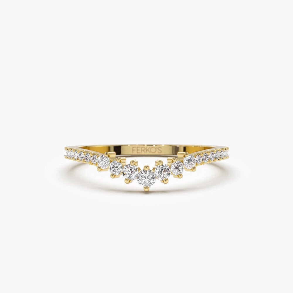 Diamant Ring/14K Gold Geschwungener Ehering Stapelring Jubiläum Geschenkidee von FerkosFineJewelry