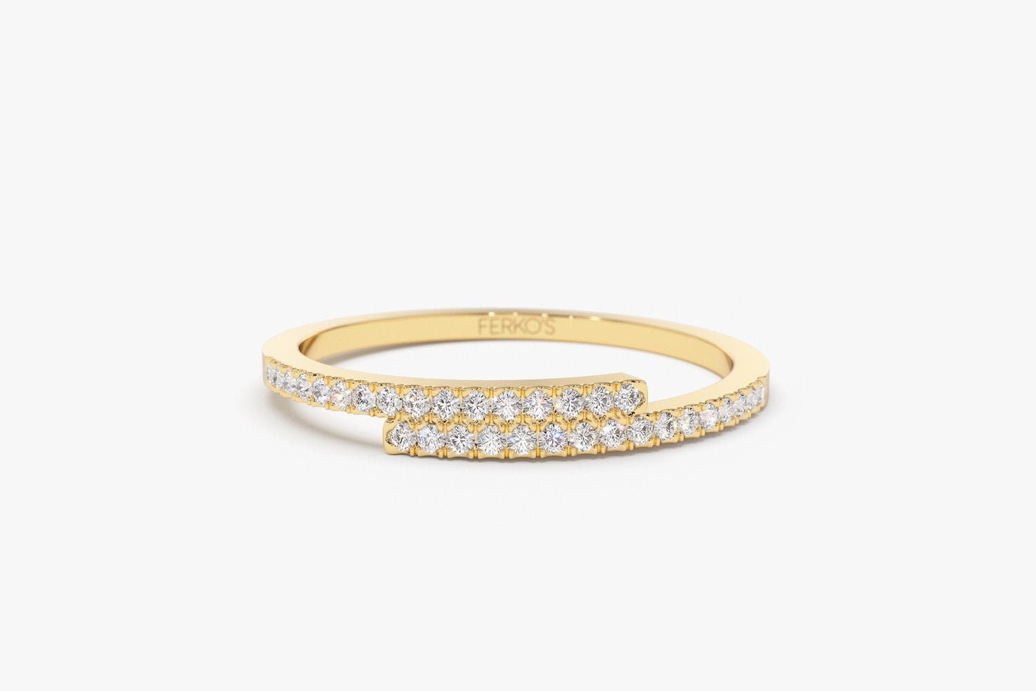 Diamant Ring/14K Solid Gold Pave Stapelbarer Diamantring in Weißgold Von Ferkos Fine Jewelry von FerkosFineJewelry