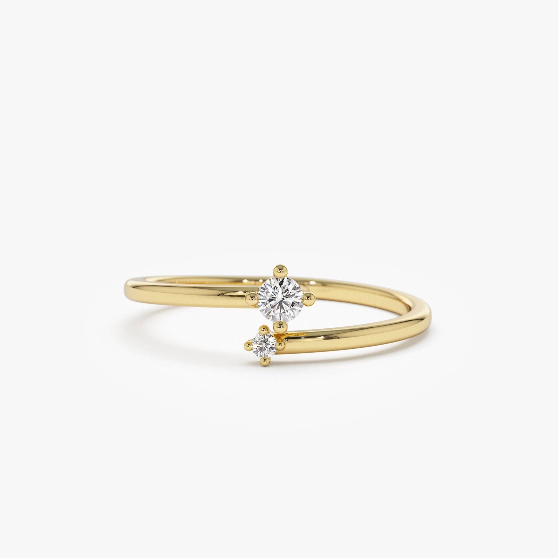 Diamant Ring/14K Solid Gold Zierlicher Beste Freundin Von Ferkos Fine Jewelry von FerkosFineJewelry