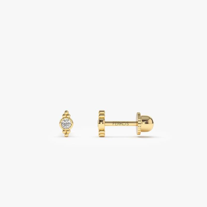 Diamantpiercing/Six Dot Diamant Piercing Aus 14K Gold Screw Back Bezel Setting Von Ferkos Fine Jewelry von FerkosFineJewelry