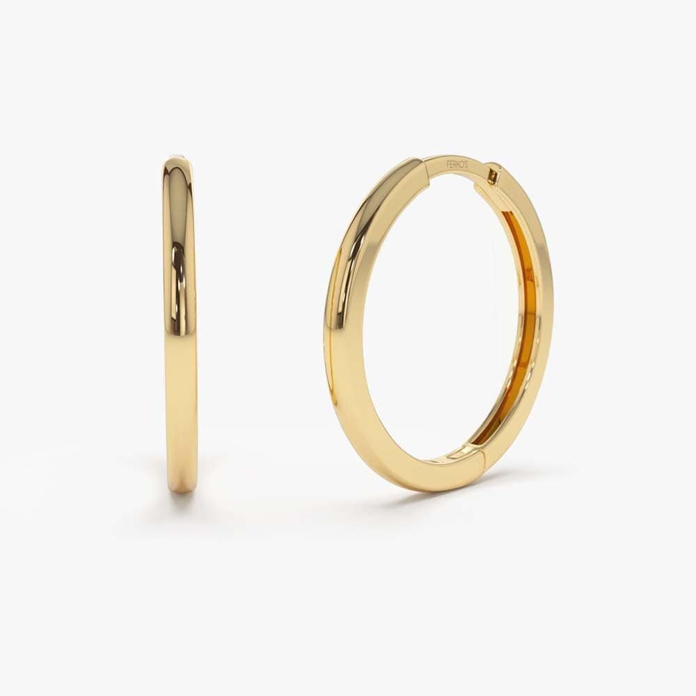 Gold Creolen in 14K 20mm, Ohrringe Für Frauen, Real Zierliche Einfache Creolen, Geschenk Sie, Ferkos Fine Jewelry von FerkosFineJewelry