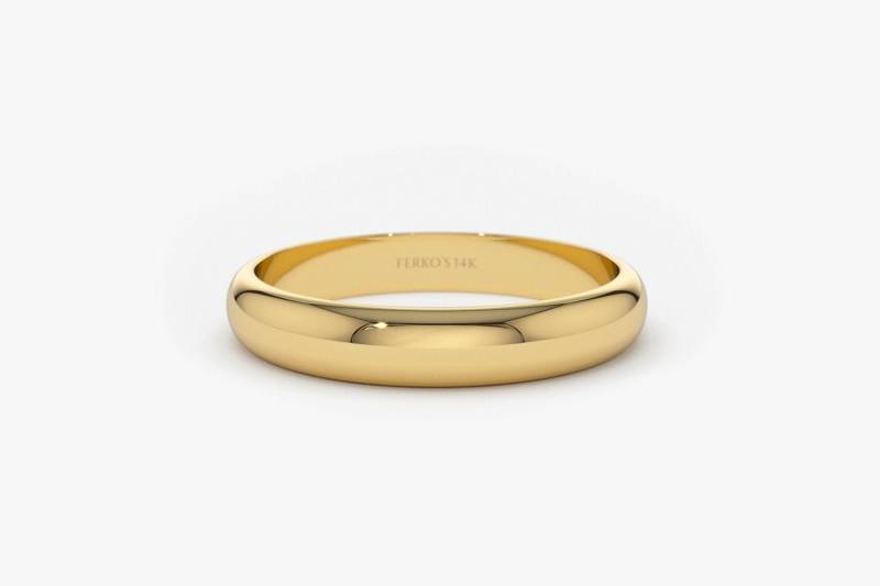 Gold Ehering/14K Gelbgold Band 3 Mm Classic Dome Polierter Herren - Und Damen Von Ferko's Fine Jewelry von FerkosFineJewelry