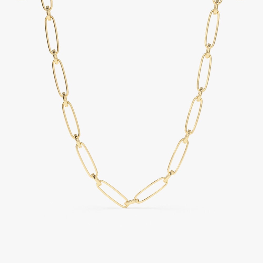 Gold Halskette/14K Gliederkette Oval Layering Zierliche Einzigartige Für Frauen von FerkosFineJewelry