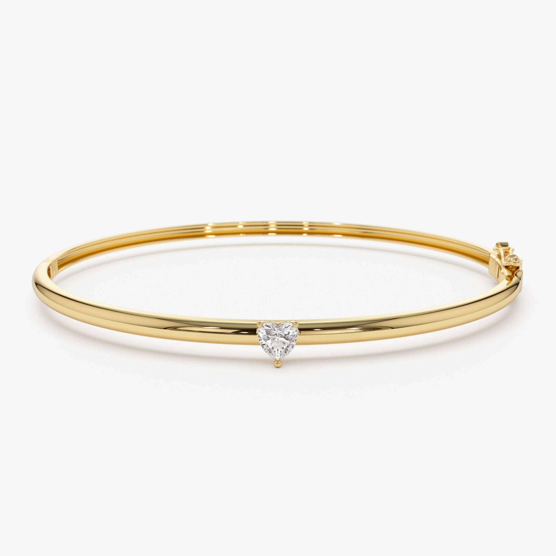 Herzform Solitärarmband, 14K Gold Diamant Armreif Armband, Herzförmiger Diamant, Freundschaftsarmband Geschenk Für Die Beste Freundin von FerkosFineJewelry