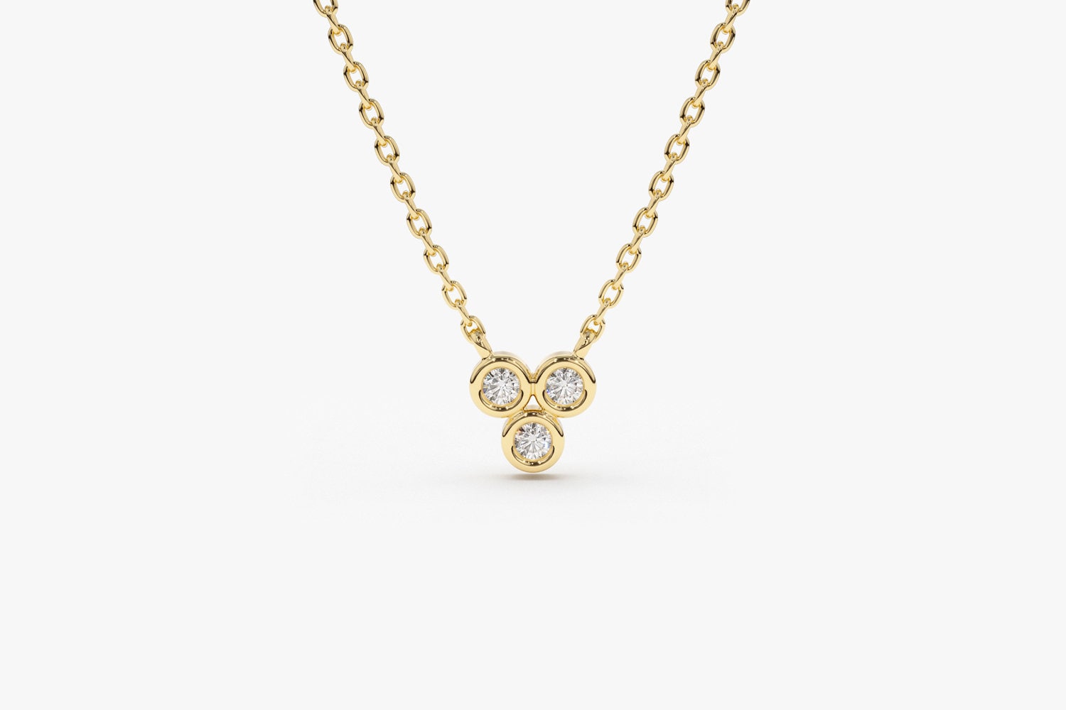 Lünette Gesetzte Diamant-Halskette/14K Gold Trio Einfache Schichtdiamant-Halskette Zierliche von FerkosFineJewelry