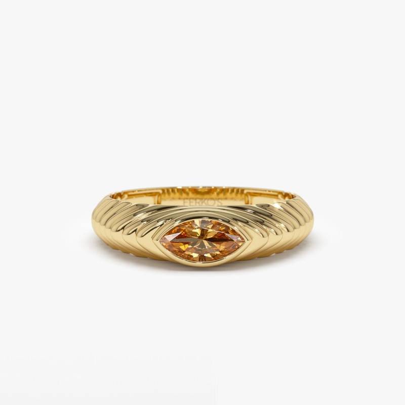 Marquise Citrin Ring, 14K Gold Form Natürlicher Abgeschrägter Frauen Stilvoller November Birthstone Ring Für Sie von FerkosFineJewelry