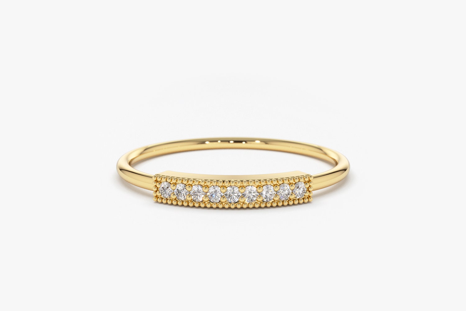 Pave Ring/Micro 14K Gold Diamant Ehering Bar Geschenk Für Mama von FerkosFineJewelry