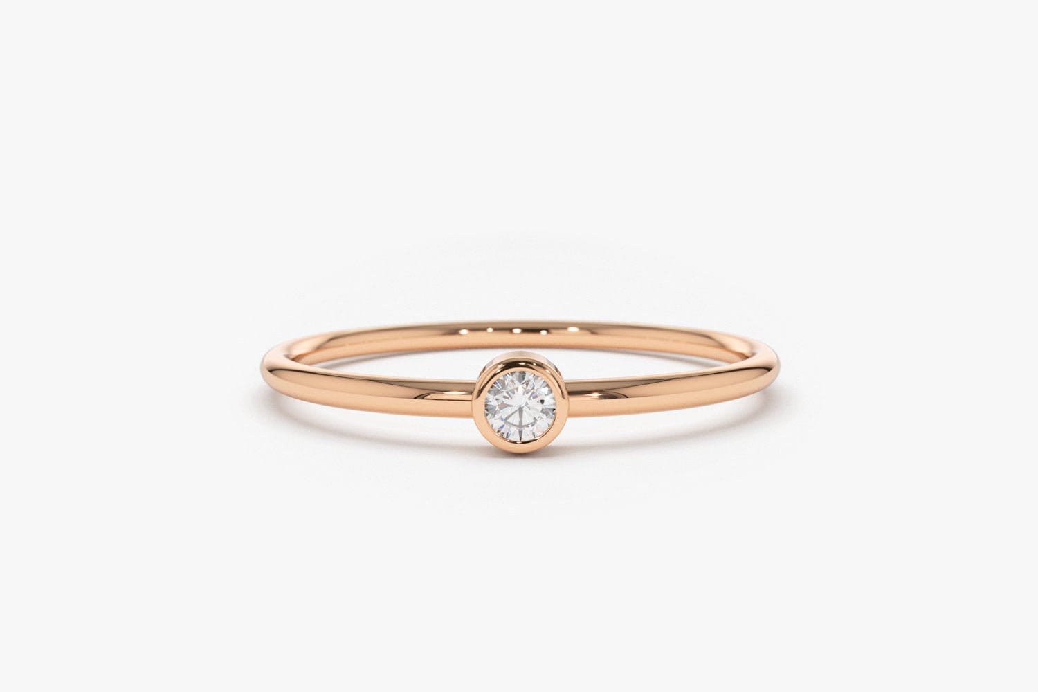 Rose Gold Diamant Ring/14K Einzelne 0.05Ctw Verlobungsring Einfache Versprechen von FerkosFineJewelry