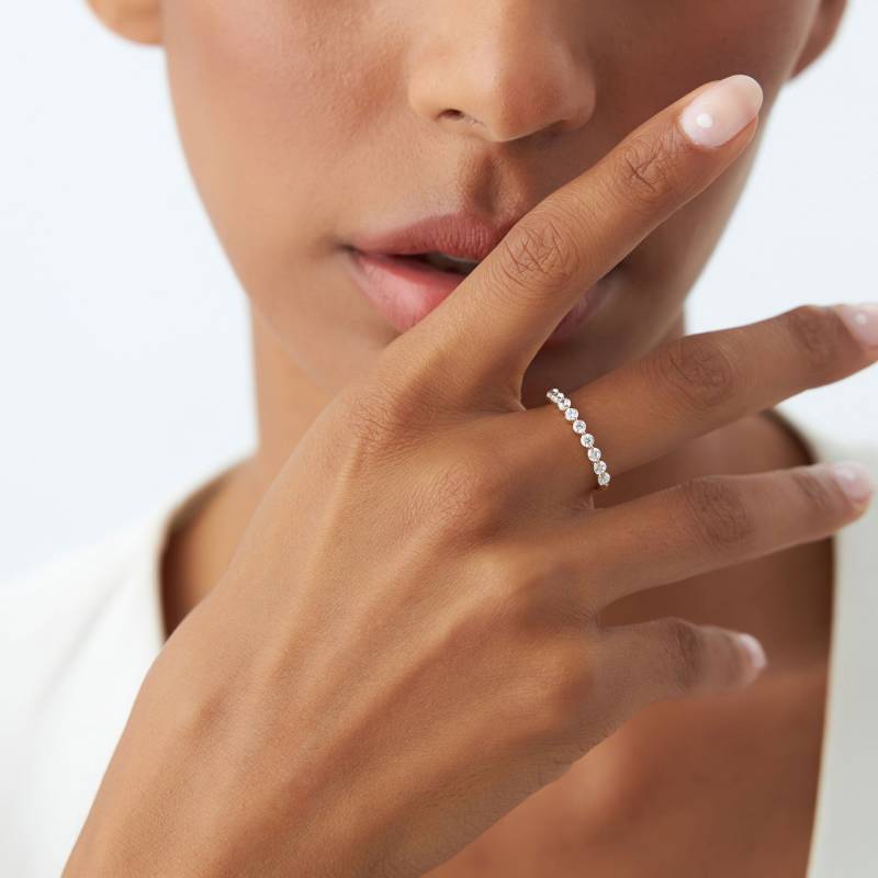 Runder Diamant Ehering, 14K Gold Geteilt Prong Neun Stein 2, 5 Mm Jubiläumsring 0, 55 Ctw, Stapeln Verschachtelung Ring von FerkosFineJewelry