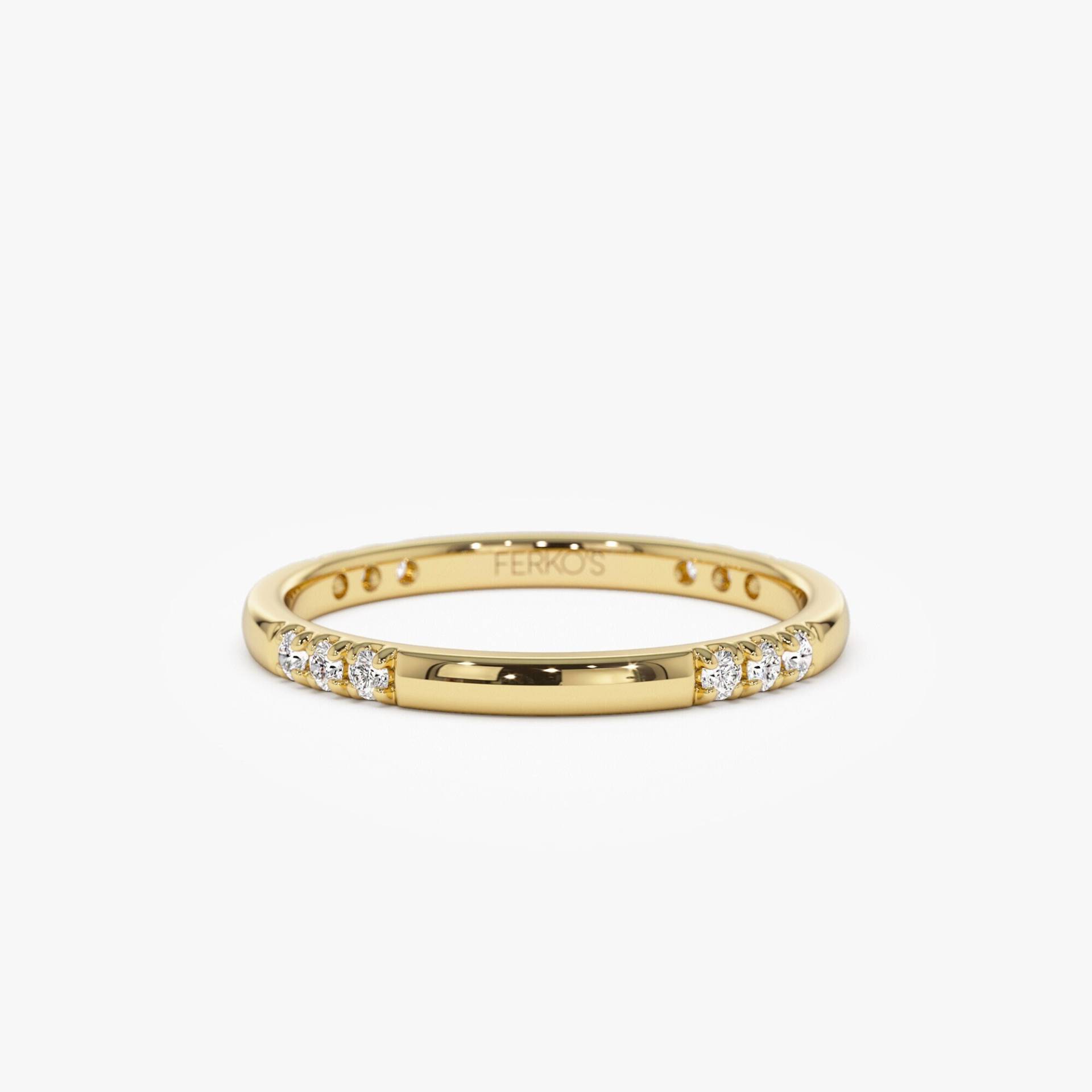 Zierlicher Diamant Ehering/Minimal Multi Stone Eternity Wedding Ring 14K Gold Versprechensring Von Ferkos Fine Jewelry von FerkosFineJewelry