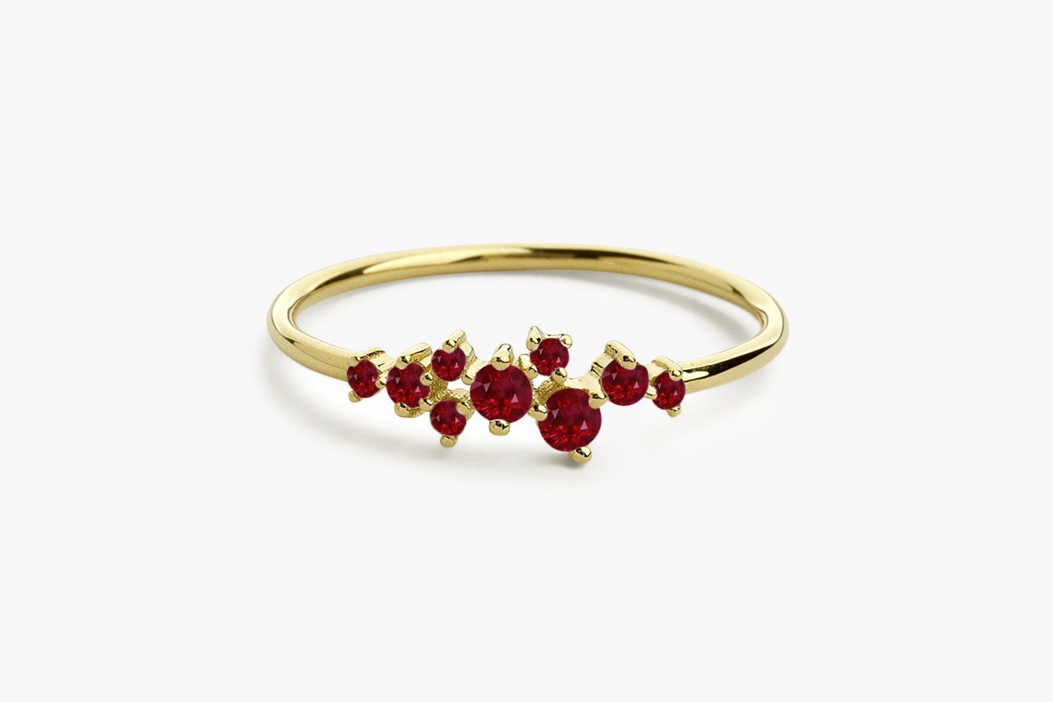 Zierlicher Rubin Ring/14K Gold Cluster Echter Natürlicher Schmuck Juli Birthstone von FerkosFineJewelry