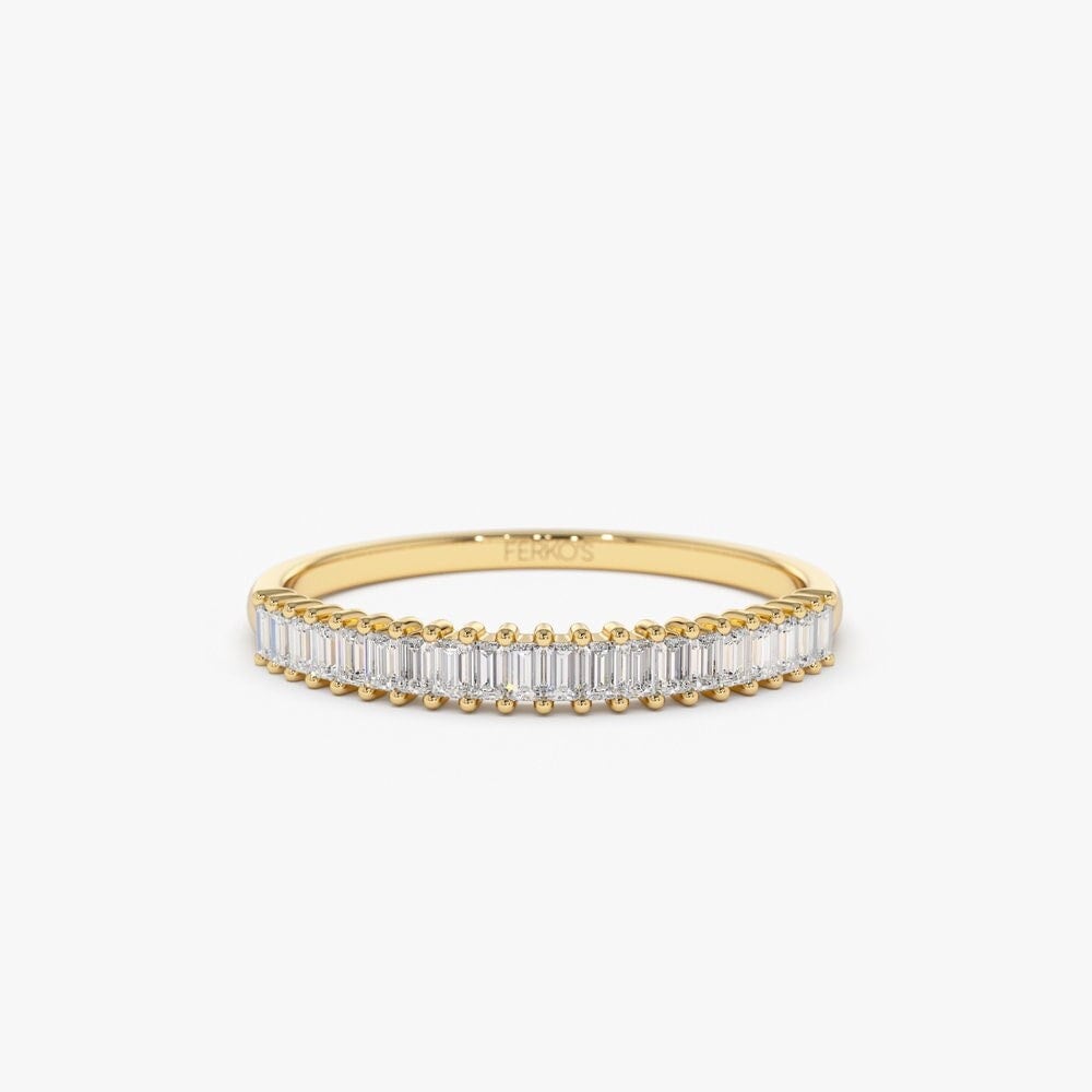 stapelbarer Ring/14K Solid Gold Baguette Diamant Ehering 2.4 Mm Breite Zierlicher Diamantring Von Ferkos Fine Jewelry von FerkosFineJewelry