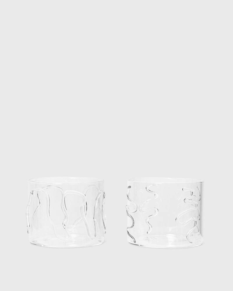 Ferm LIVING Doodle Glasses - Set of 2 men Kitchen- & Tableware white in Größe:ONE SIZE von Ferm LIVING