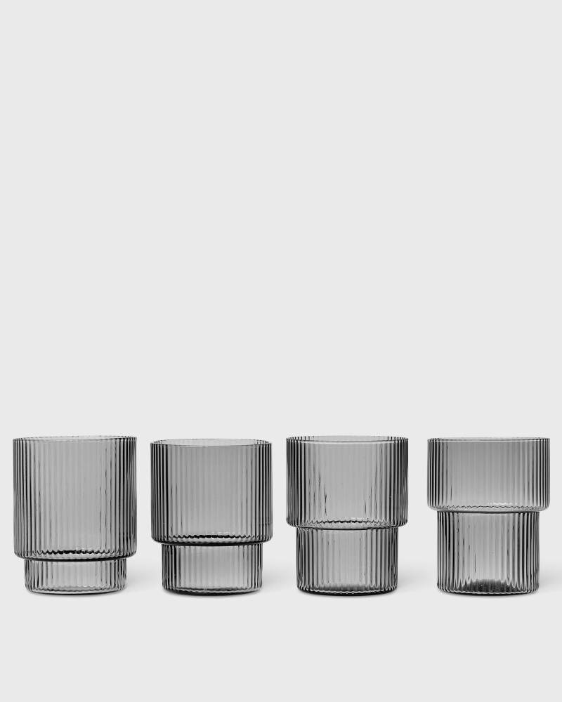Ferm LIVING Ripple Glasses - Set of 4 men Kitchen- & Tableware grey in Größe:ONE SIZE von Ferm LIVING