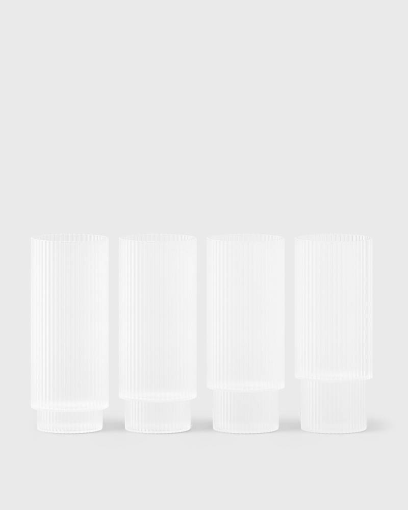 Ferm LIVING Ripple Long Drink Glasses - Set of 4 men Kitchen- & Tableware white in Größe:ONE SIZE von Ferm LIVING