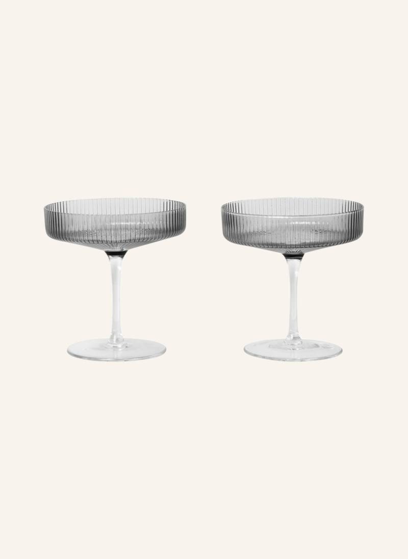 Ferm Living 2er-Set Champagnergläser Ripple grau von Ferm LIVING