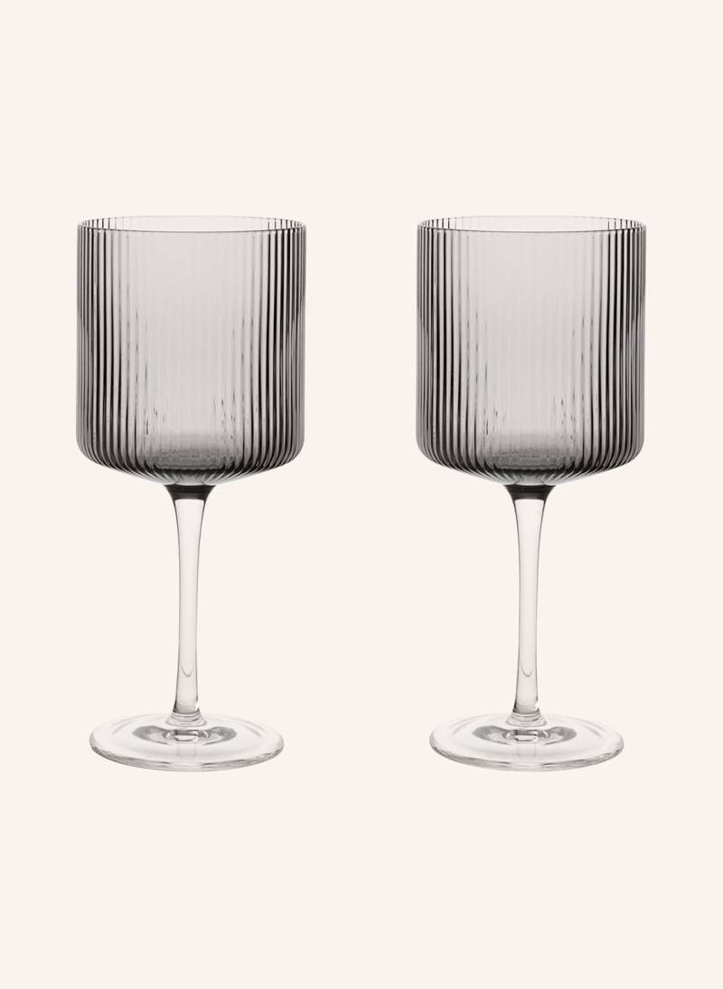 Ferm Living 2er-Set Weingläser Ripple grau von Ferm LIVING