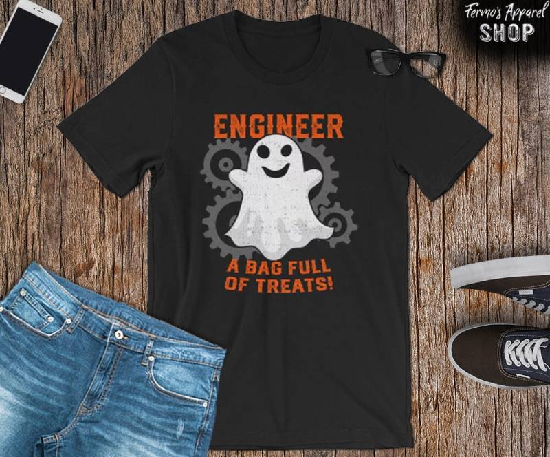 Lustiges Ingenieur Geist-Halloween-T-Shirt Kostüm-Party-T-Shirt von FermosApparelShop