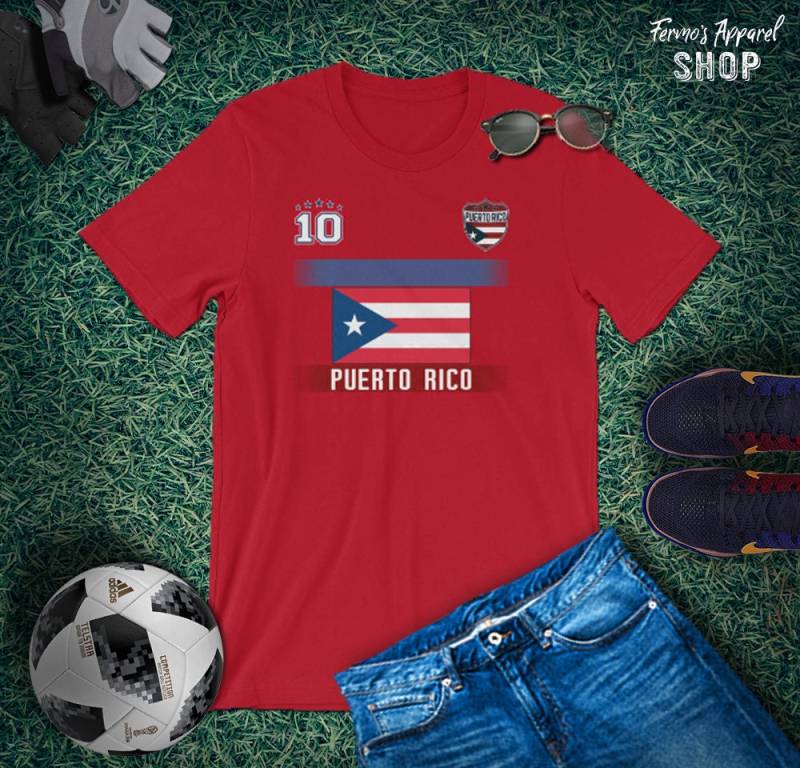 Puerto Rico Soccer Jersey Mit Flag/Original National Logo Fan-Made/Fußball-Shirt Nummer 10/Puerto Support Wm Russland von FermosApparelShop