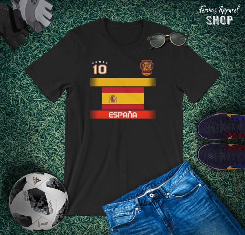 Spanien Soccer Jersey Mit Flag/Original National Logo Fan-Made/Soccer Shirt Nummer 10/Spanien Support Wm Russland 2018 von FermosApparelShop