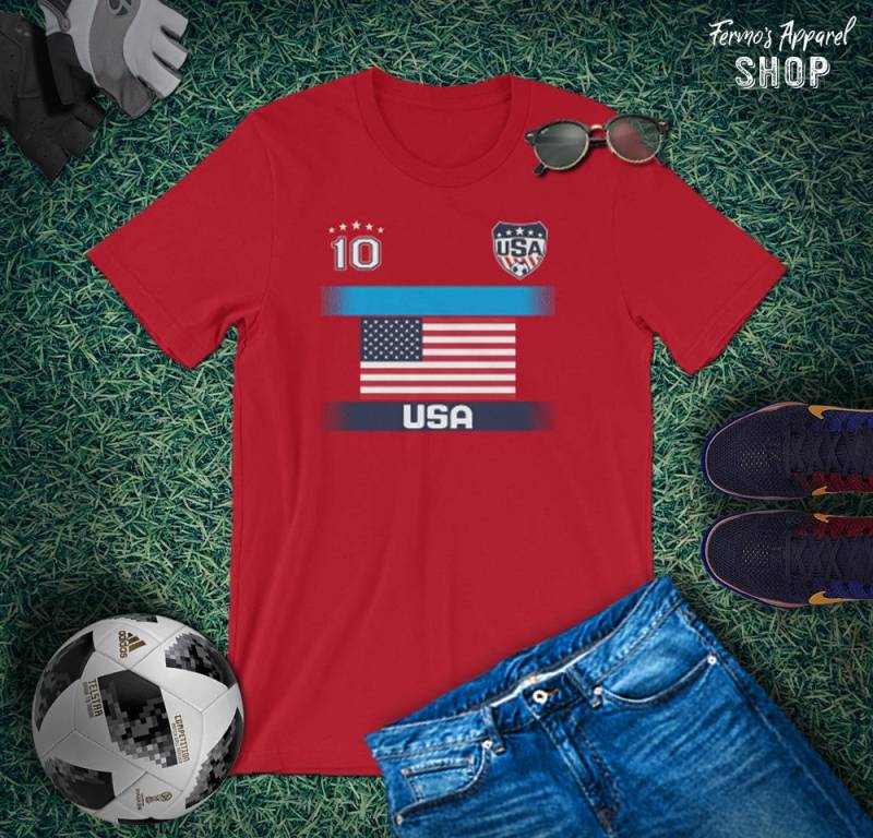 Usa Jersey Mit Flag/Original National Soccer Logo Fan-Made/Soccer Shirt Nummer 10/Usa Support Wm Russland 2018 von FermosApparelShop