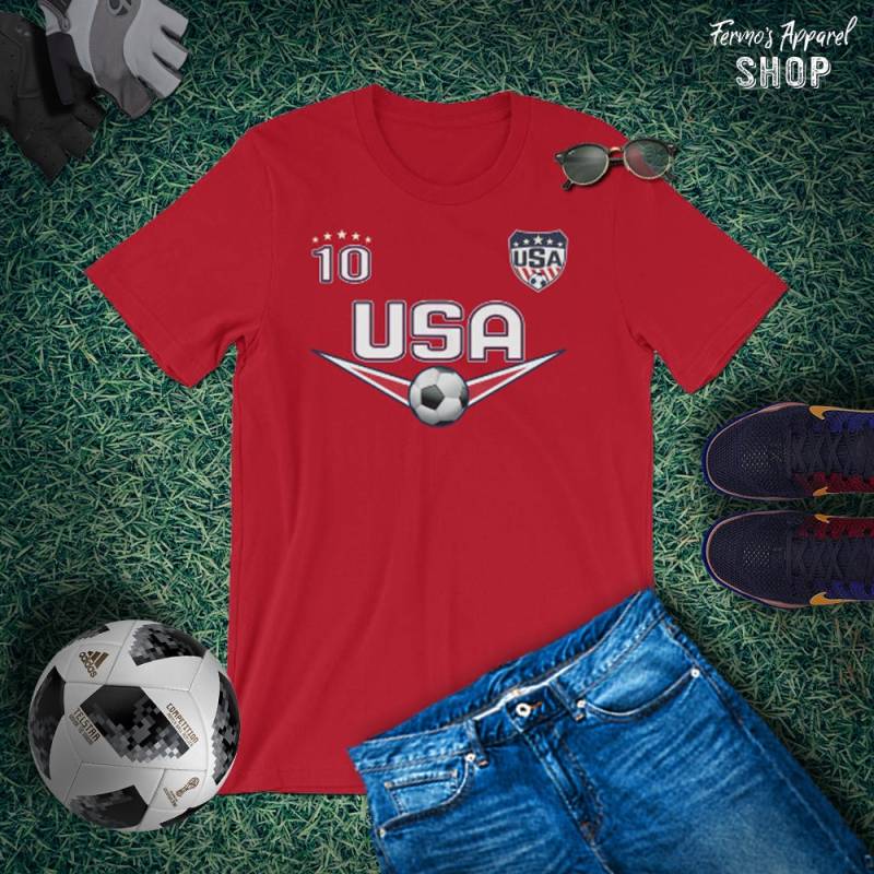 Usa-T-Shirt Mit Team-Nummer 10 - Sportbekleidung Aus Usa Männer Oder Frauen Fußball Trikot von FermosApparelShop