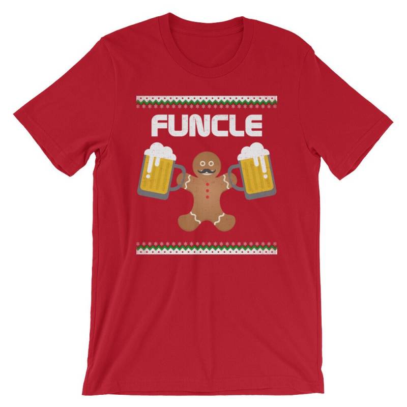 Funcle Weihnachts-T-Shirt Lebkuchenmann Mit Bier - Bierliebhaber-Onkel von FermosApparelShop