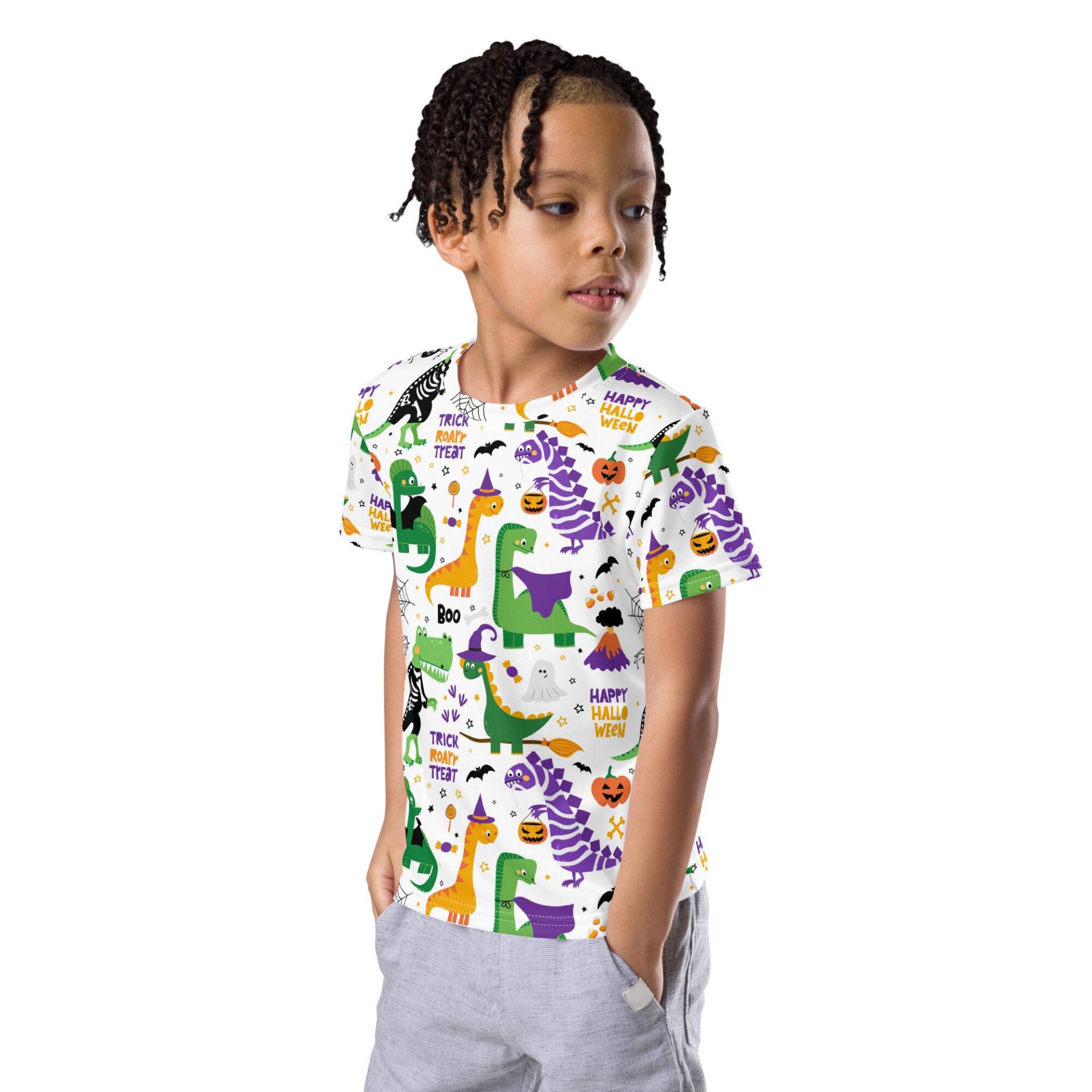 Halloween Dinosaurier Kinder Rundhals T-Shirt, Junge All Over Print T-Shirt Halloween Dinosaurier Kinder Rundhals T-Shirt, Junge All Over Print T-Shirt von FernNMoss