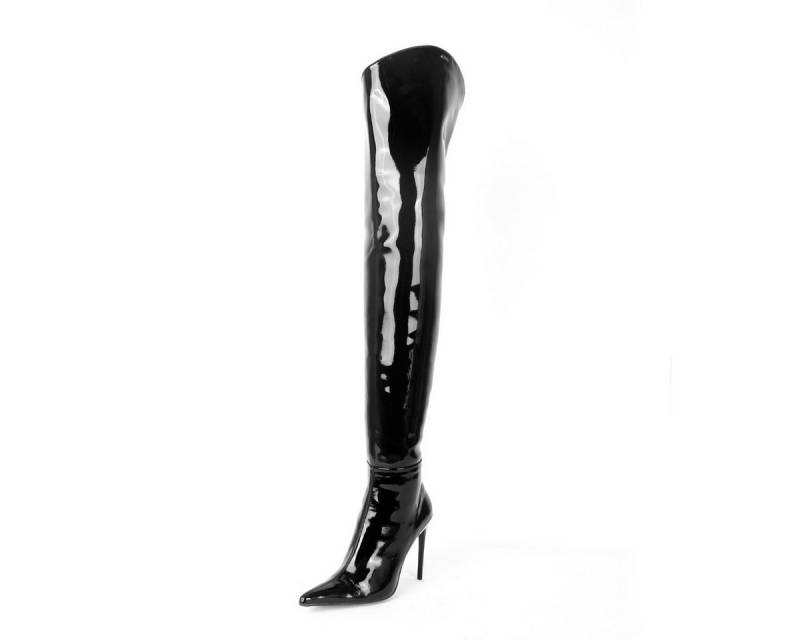 Fernando Berlin Stiletto extra spitz (Modell 560) Vinyl schwarz Overkneestiefel von Fernando Berlin