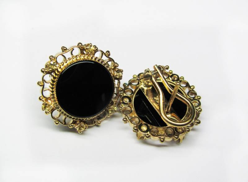 Onyx & Gelber Saphir Ohrringe - in 14K Gelbgold von FernandoJewelry