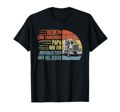 Fernfahrer, Trucker & LKW Fahrer Geschenke - Herren Retro Truck T-Shirt Schwarz S Klassische Passform Halbarm Crew-Ausschnitt Doppelt genähter Saum Winter von Fernfahrer, Trucker & LKW Fahrer Geschenke