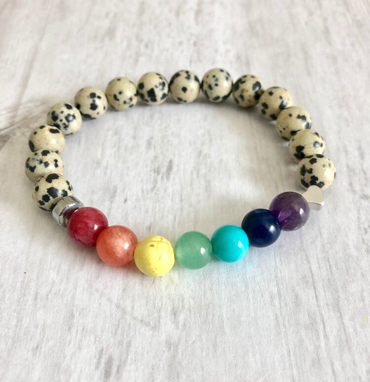 Regenbogen Armband// Dalmatiner Jaspis Kristall// Lgbtq Kristalle Edelstein // Perlen Schmuck Unisex Armband Gay Pride Regenbogen Armband// Dalmatiner Jaspis Kristall// Lgbtq Kristalle Edelstein // Perlen Schmuck Unisex Armband Gay Pride von Fernhomeandfashion