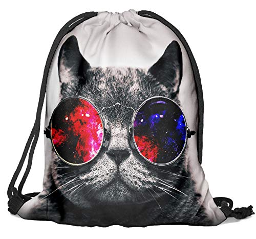 Beutel Galaxy Sunglasses Cat Katze Aufdruck Fullprint Tasche Gymsac Turnbeutel Jutebeutel Print Bag Fitness [010] von Ferocity