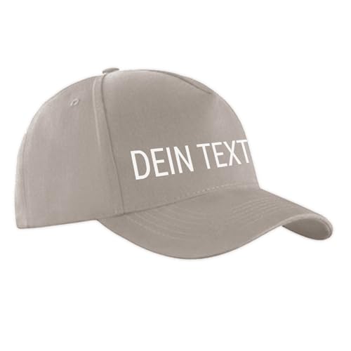 Ferocity Personalisierte Baseball Cap für Kinder und Erwachsene, Werbekappe mit Deinem Text, Unisex, Einheitsgröße 52-61 cm OSFM, Einstellbar,100% Baumwolle, Dunkel Beige von Ferocity