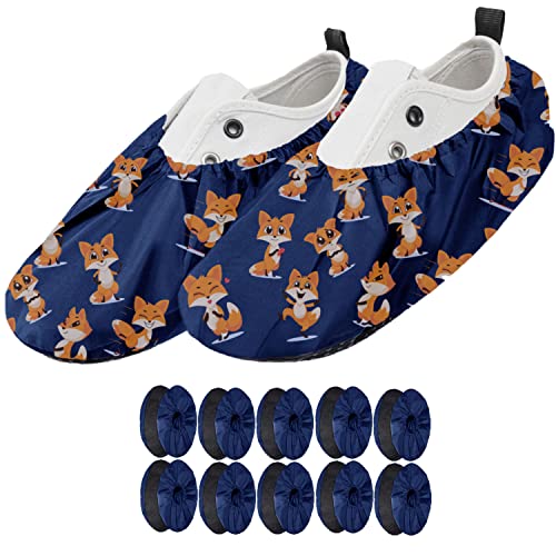 Ferocity 5 Paar Mehrweg Schuhüberzieher EU 25-30 für Kinder Wasserabweisend Überschuhe Rutschfester Waschbarer Schuhschützer Unisex Jungen Mädchen aus Polyester Motiv Foxes x5 [142] von Ferocity