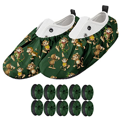 Ferocity 5 Paar Mehrweg Schuhüberzieher EU 25-30 für Kinder Wasserabweisend Überschuhe Rutschfester Waschbarer Schuhschützer Unisex Jungen Mädchen aus Polyester Motiv Monkeys x5 [142] von Ferocity