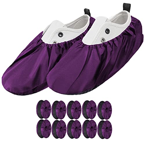 Ferocity 5 Paar Mehrweg Schuhüberzieher EU 40-45 für Erwachsene Wasserabweisend Überschuhe Rutschfester Waschbarer Schuhschützer Unisex Männer Frauen aus Polyester Violet x5 [142] von Ferocity