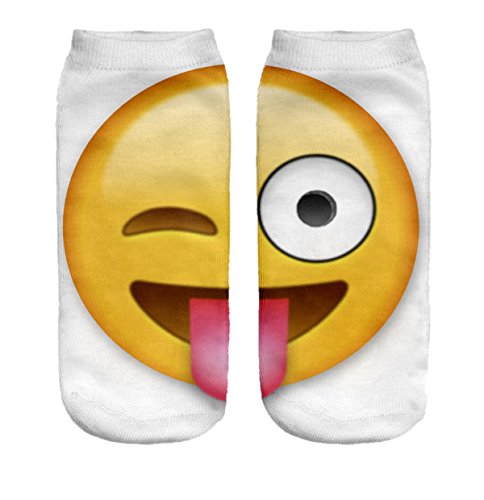 Ferocity Lustige Socken Sneaker Halbsocken Strümpfe Sportsocken Füßlinge mit Motiv 3D, Emoji Tongue Big, 36 - 40 von Ferocity