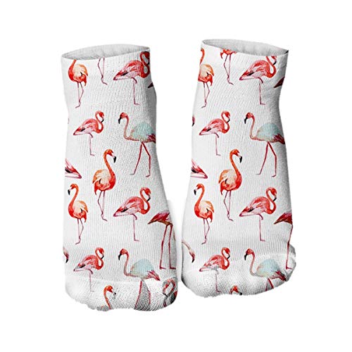 Ferocity Lustige Socken Sneaker Halbsocken Strümpfe Sportsocken Füßlinge mit Motiv 3D, Flamingos, 36 - 40 von Ferocity