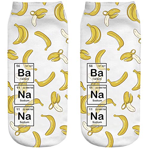 Ferocity Lustige Socken1 Paar Sneaker Halbsocken Strümpfe Sportsocken Füßlinge mit Motiv 3D, Banana Chemistry, EU 36-40 Damen [001] von Ferocity