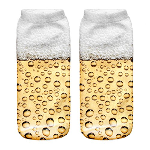 Ferocity Lustige Socken Sneaker Halbsocken Strümpfe Sportsocken Füßlinge mit Motiv 3D Beer [001] von Ferocity