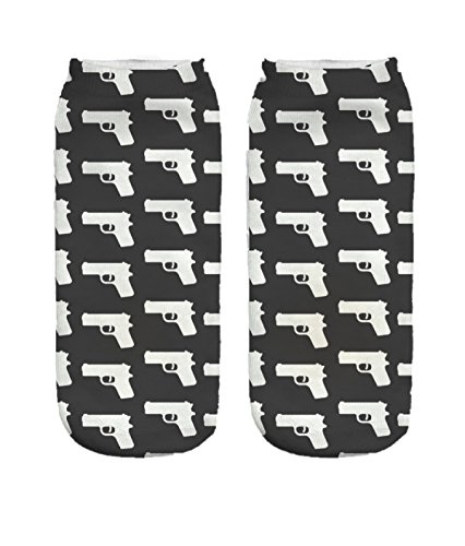 Ferocity Lustige Socken Sneaker Halbsocken Strümpfe Sportsocken Füßlinge mit Motiv 3D für Frauen, Size EU 36-40, Black Guns [001] von Ferocity