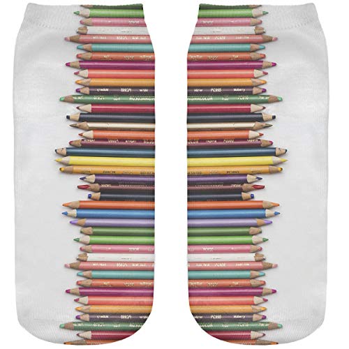 Ferocity Lustige Socken Sneaker Halbsocken Strümpfe Sportsocken Füßlinge mit Motiv 3D für Frauen, Size EU 36-40, Crayons [001] von Ferocity