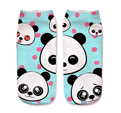 Ferocity Lustige Socken Sneaker Halbsocken Strümpfe Sportsocken Füßlinge mit Motiv 3D Cute Panda [001] von Ferocity