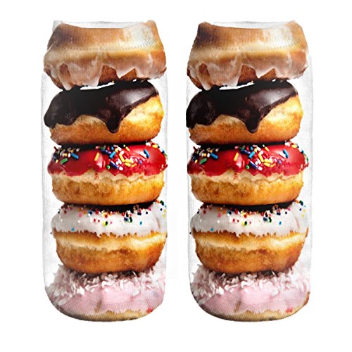 Ferocity Lustige Socken Sneaker Halbsocken Strümpfe Sportsocken Füßlinge mit Motiv 3D für Frauen, Size EU 36-40, Donut Tower [001] von Ferocity