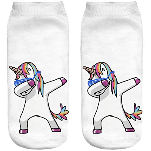 Ferocity Lustige Socken Sneaker Halbsocken Strümpfe Sportsocken Füßlinge mit Motiv 3D Einhorn tanzen [001], unicornss, 36 - 40 von Ferocity